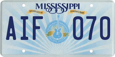 MS license plate AIF070