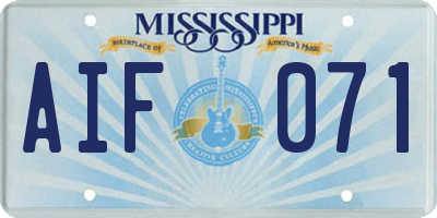 MS license plate AIF071