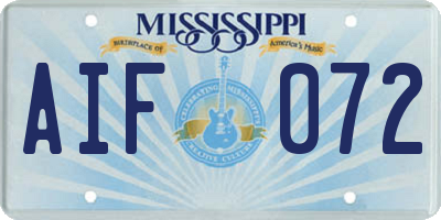 MS license plate AIF072