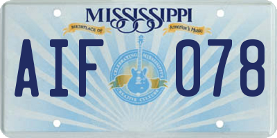 MS license plate AIF078
