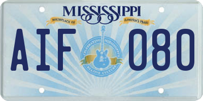 MS license plate AIF080
