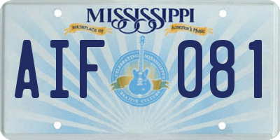 MS license plate AIF081