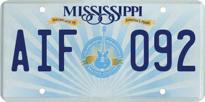 MS license plate AIF092