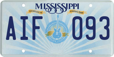 MS license plate AIF093