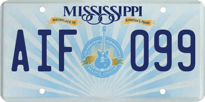 MS license plate AIF099