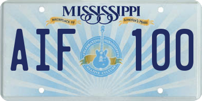 MS license plate AIF100