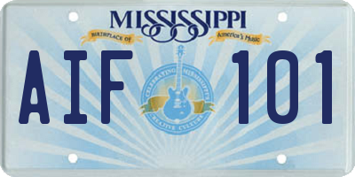MS license plate AIF101