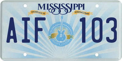 MS license plate AIF103