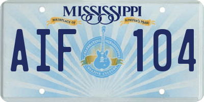 MS license plate AIF104