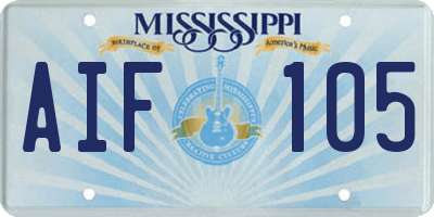 MS license plate AIF105