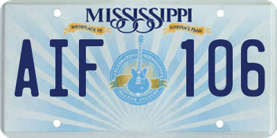MS license plate AIF106