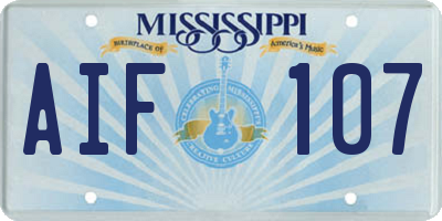 MS license plate AIF107
