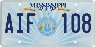 MS license plate AIF108
