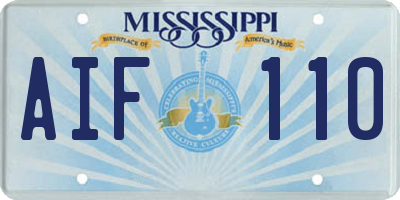 MS license plate AIF110