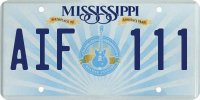 MS license plate AIF111