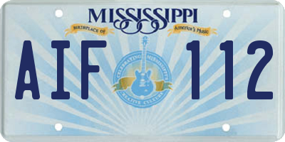 MS license plate AIF112
