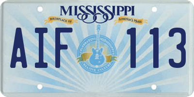MS license plate AIF113