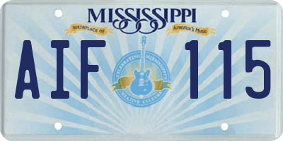 MS license plate AIF115