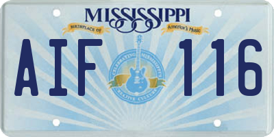 MS license plate AIF116