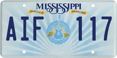 MS license plate AIF117