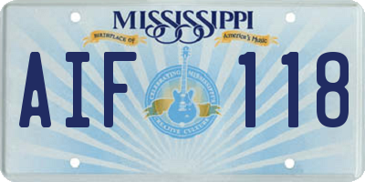 MS license plate AIF118