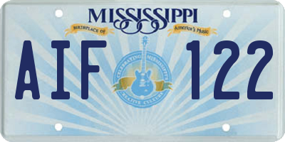 MS license plate AIF122