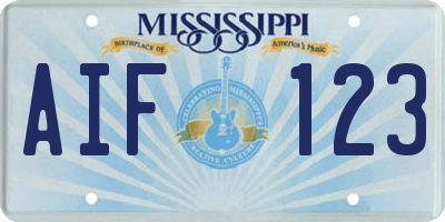 MS license plate AIF123