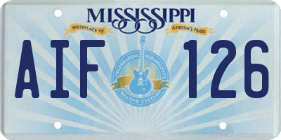 MS license plate AIF126