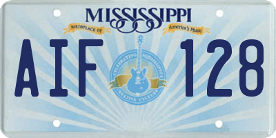 MS license plate AIF128