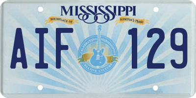 MS license plate AIF129