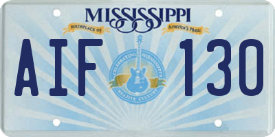 MS license plate AIF130