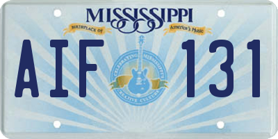 MS license plate AIF131