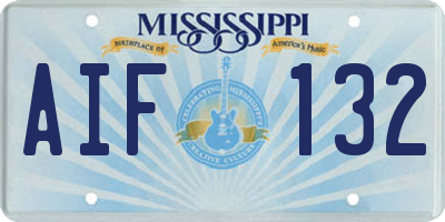 MS license plate AIF132