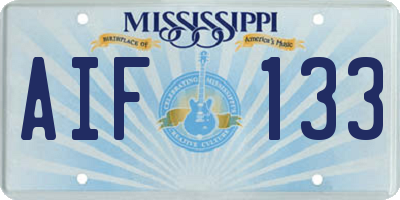 MS license plate AIF133