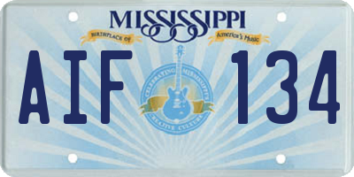 MS license plate AIF134