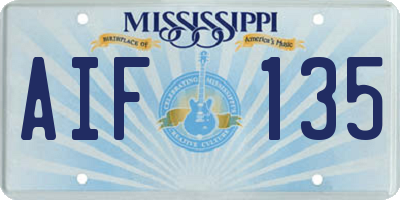 MS license plate AIF135