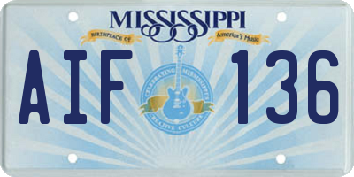 MS license plate AIF136