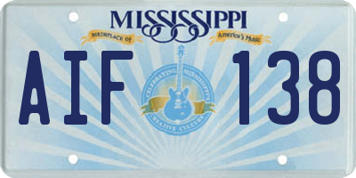 MS license plate AIF138