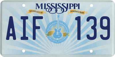 MS license plate AIF139