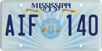 MS license plate AIF140