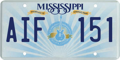 MS license plate AIF151