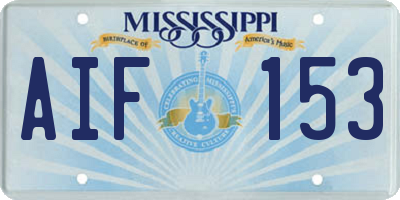 MS license plate AIF153