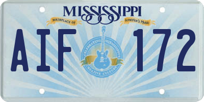 MS license plate AIF172