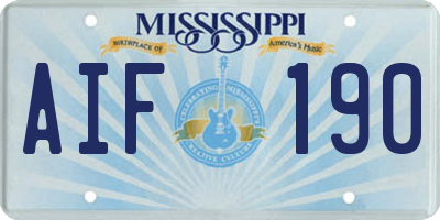 MS license plate AIF190