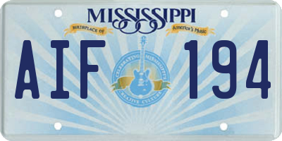 MS license plate AIF194