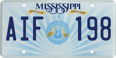 MS license plate AIF198