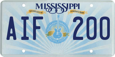 MS license plate AIF200