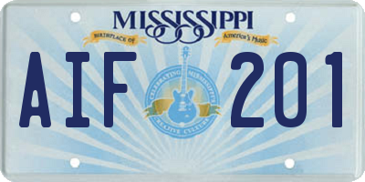 MS license plate AIF201