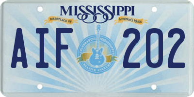 MS license plate AIF202