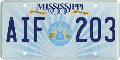 MS license plate AIF203